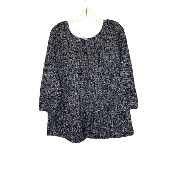 Chicos Thick Knit Black Heathered Sweater XL Cotton Chunky Women Oversized Cozy‎ - Picture 2 of 9